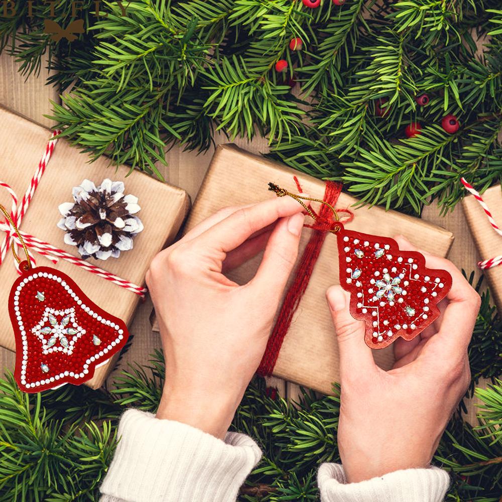 DIY Diamond Painting Christmas Tree Pendant Gift Tag Card