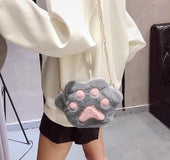 Plush bear paw cat claw shoulder messenger bag