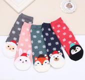 Christmas Short Socks Women Girls Autumn Winter Cartoon Santa Claus Printing Casual Socks Cute Unisex Soft Cotton Socks (China)