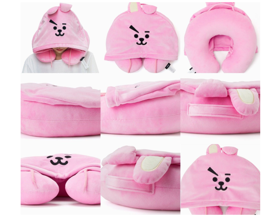 Cartoon hooded U-shaped pillow Travel neck pillow
