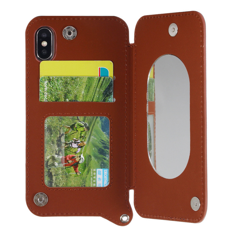 Double buckle flip card makeup mirror mobile phone holster