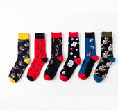Geometric stockings, contrast color men's cotton socks