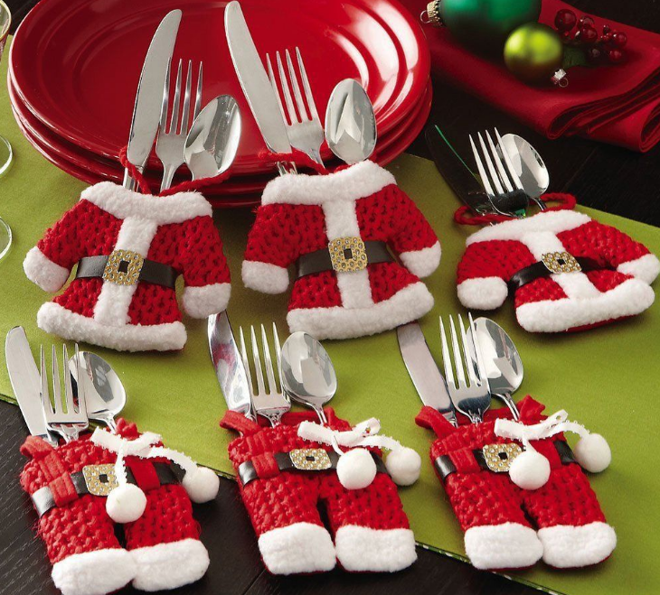 6 pcs New Year Holder Chirstmas Cutlery Knife Fork Cutlery Set Trousers Skirt 2020 Navidad Christmas Christmas Decorations for Home