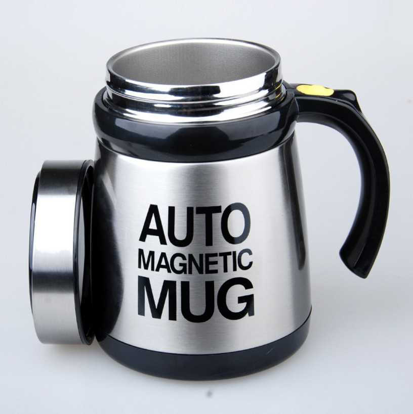 Stainless steel upgraded version automatic magnetizing stirring coffee cup lazy person stirring creative gifts metal cup