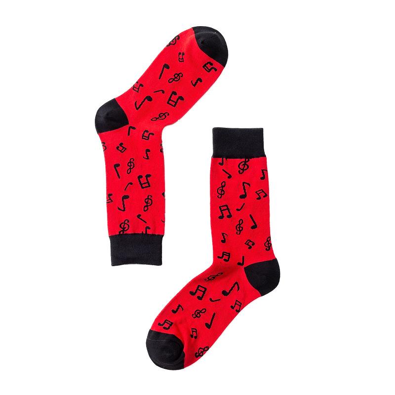 Geometric stockings, contrast color men's cotton socks