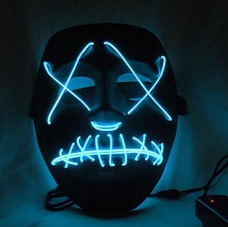 Halloween Led Luminous Mask Horror Grimace Bloody EL wire Halloween Carnaval Party Club Bar DJ Glowing Full Face Masks