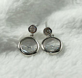 S925 hollow semi-circular zircon earrings fashion wild trend women's sterling silver jewelry