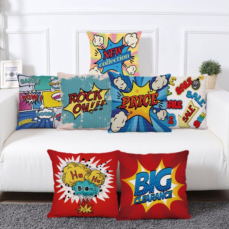 Cartoon pop comic cotton and linen pillowcase