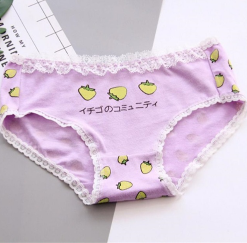 Cute Strawberry Panties Mid-Waist