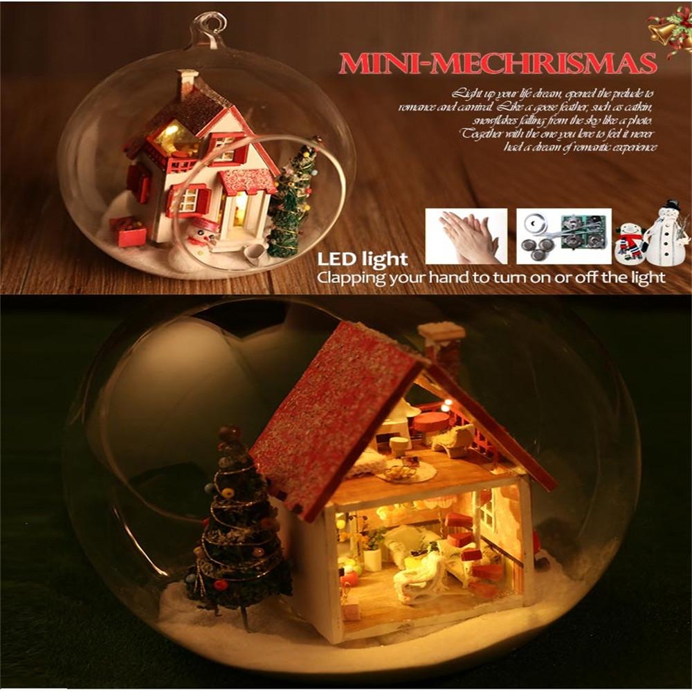 Wooden DIY Miniature House Furniture LED House Decorate Creative Christmas Gifts