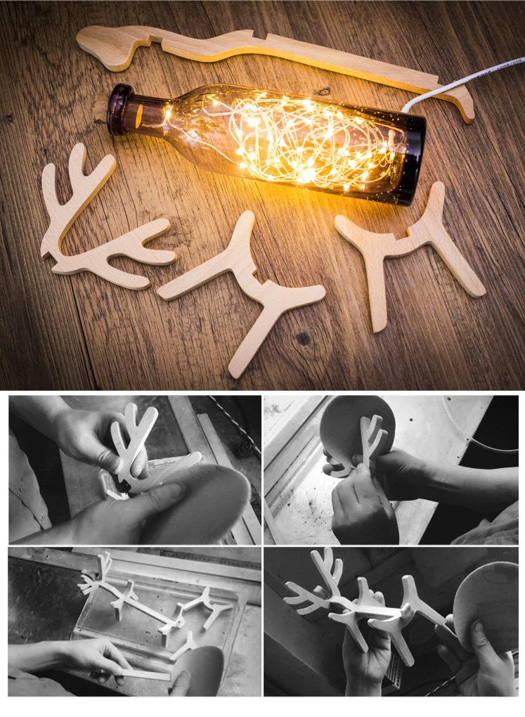 Romantic LED Small Night Light Creative Original Wooden Glass Table Lamp Christmas Birthday Gift Bedroom Lamp