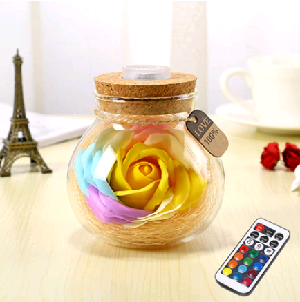 Tanabata gift creative lucky star glass bottle soap flower to send girls luminous bottle romantic eternal flower night light