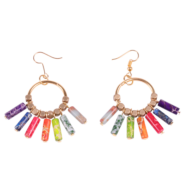 Bohemian stone Earrings 7 Color Energy Stone Yoga Earrings