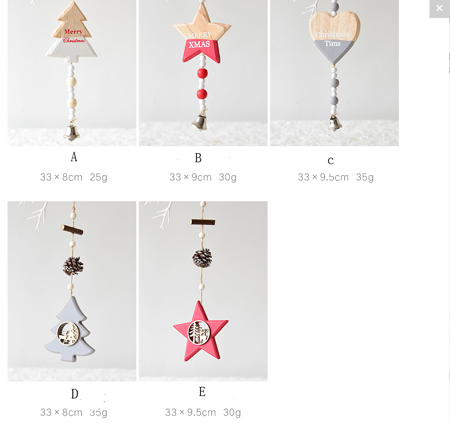 Nordic simple wooden Christmas tree elk pine cone Christmas pendant charm Christmas decoration