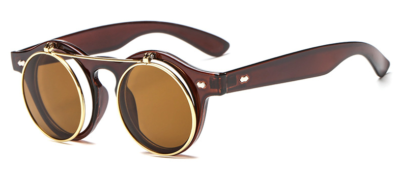 Black Vintage/Retro Round SteamPunk Sunglasses