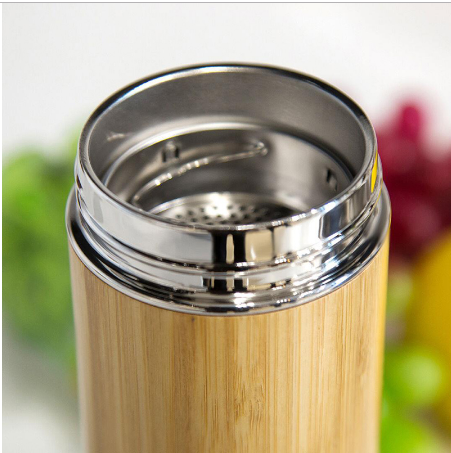 Termo de Bambú 360 ml Vaso de Acero Inoxidable