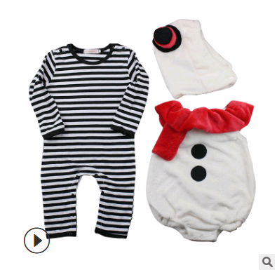 Newborn clothes, Christmas children's clothing, baby onesies, autumn and winter three-piece suit
