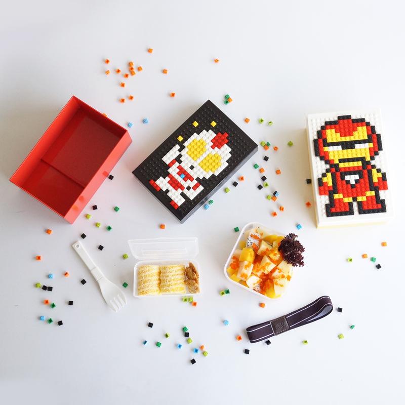 Bento box plastic creative DIY building blocks lunch box