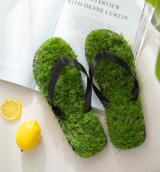 Green Grassy Flip Flops