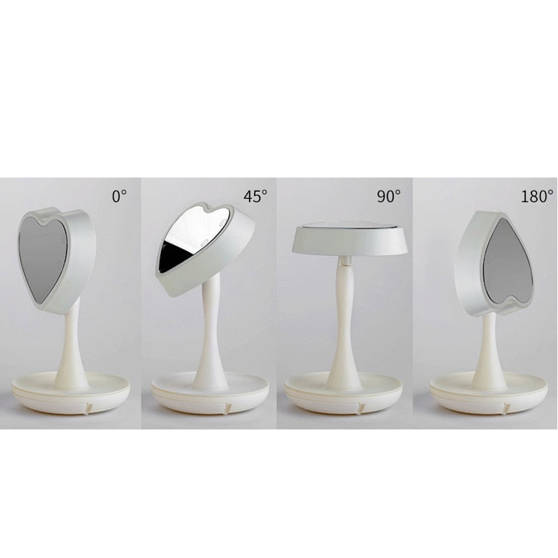 Espejo Corazón Luz Led Maquillaje