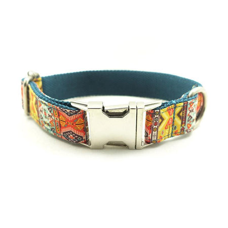 Ethnic metal buckle dog collar