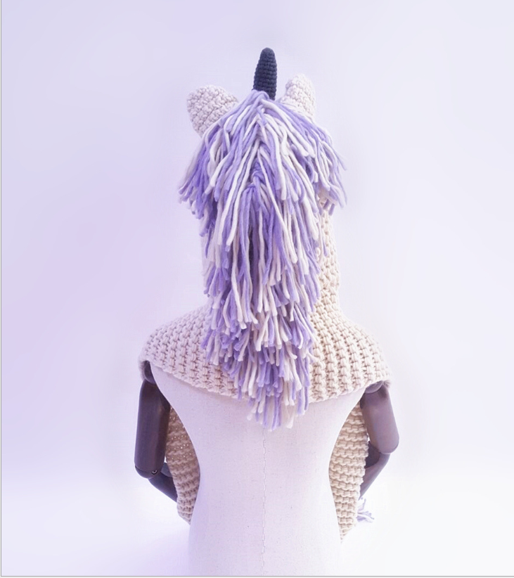 Children's Unicorn Hat Wool Crochet Cape Cap Europe and America Creative Scarf Handmade Child Cartoon Hat Autumn Winter Men and Women