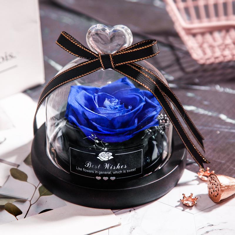 Eternal Flower Box Glass Cover for Christmas Valentine''s Day Gift Birthday Gift Red Preserved Roses