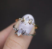 Rhinestone horse eye moon ring