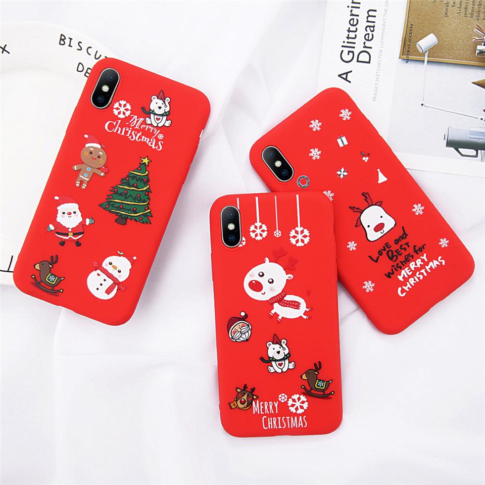 Lov Phone Case For iPhone 6 6s 7 8 Plus X XR XS Max Cute Cartoon Christmas Santa Claus Elk Soft TPU For iPhone 5 5S SE Cover