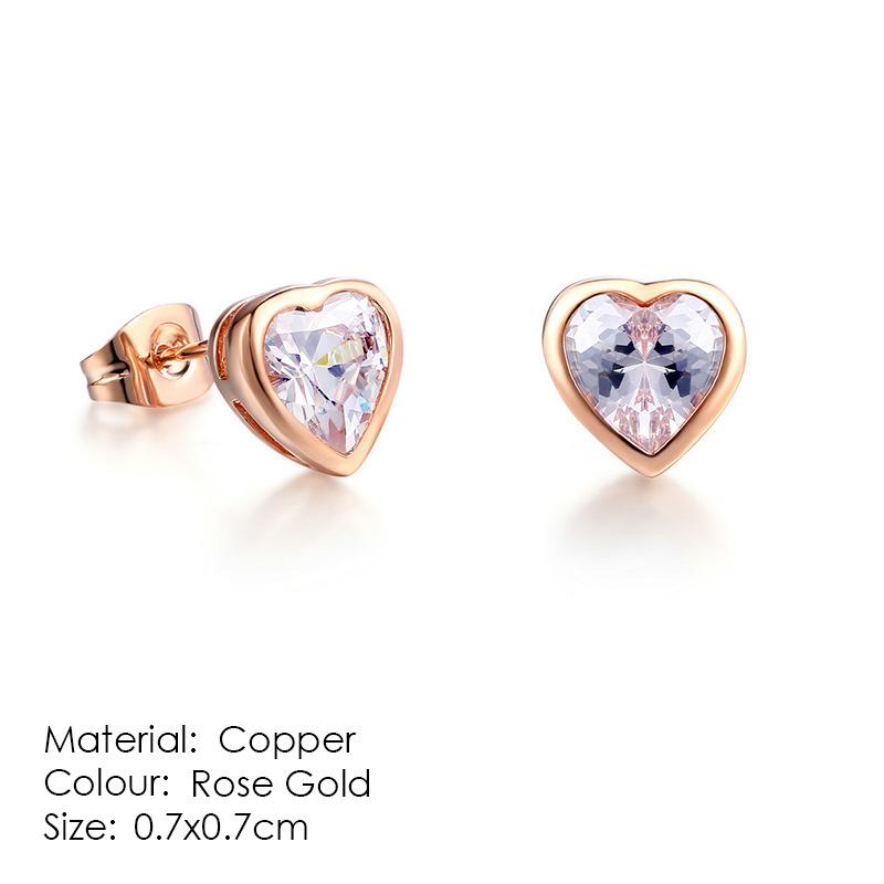 Round Stud Earrings Zircon