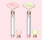 Electric Vibrating Natural Rose Quartz Jade Facial Roller