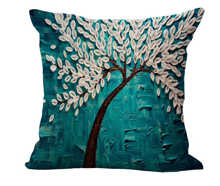 Oil painting cotton and linen pillowcase