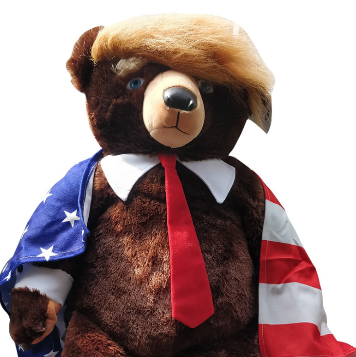 USA President Bear Trumpy Donald Stuffed Plush Toys For Kids 62cm Animal With National Flag Children Christmas Gift New Year
