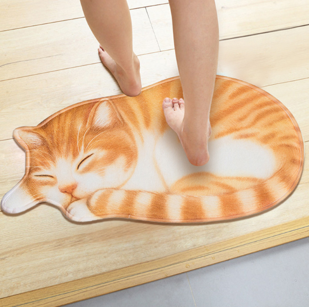 Cartoon cat floor mat bathroom bathroom kitchen absorbent anti-slip mat door mat foyer bedroom carpet without lint