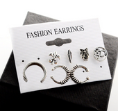 7Pack Earrings Bohemia Ancient Ship Anchor, Leaf Owl Earrings Kit