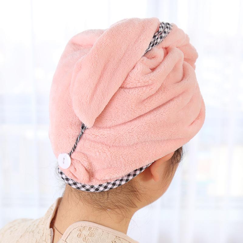 Thick absorbent adult hair caps coral fleece cute turban