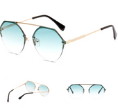 Metal diamond polygon UV protection sunglasses