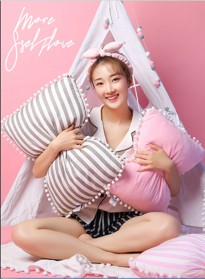 Lovely ball bow tie pillow blanket Nordic ins bedside sofa cushion pillow quilt