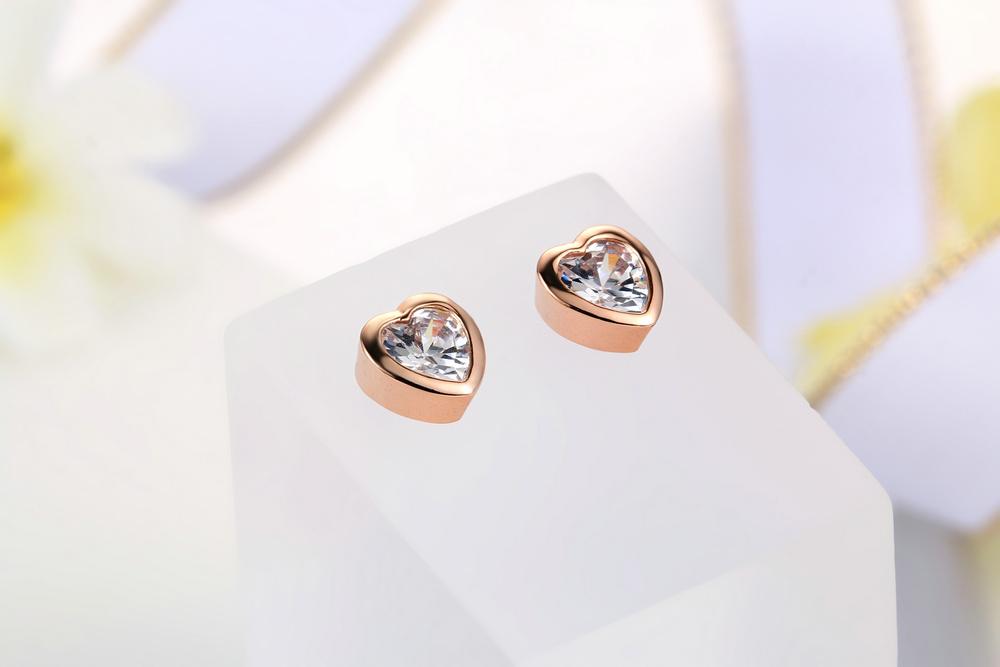 Round Stud Earrings Zircon