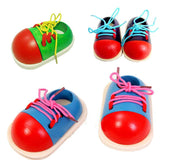 Children's educational wooden shoes laces