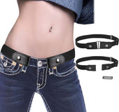 Leather Slim Stretch Invisible Belt Jeans Simple Joker Men and Women Lazy Belt