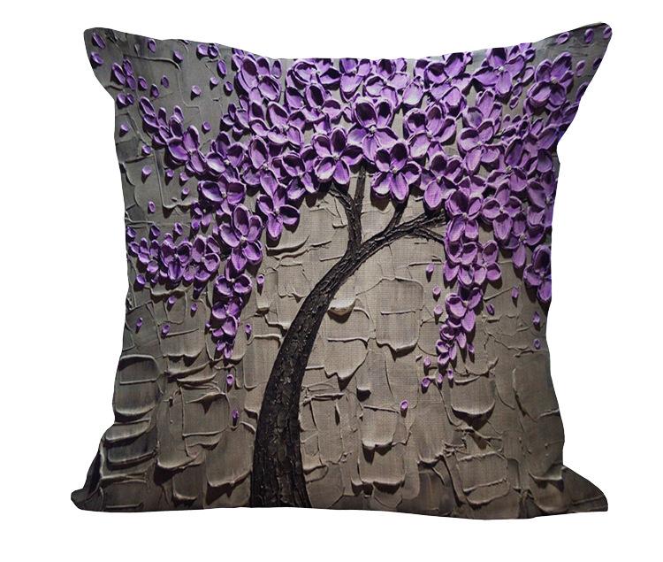 Oil painting cotton and linen pillowcase