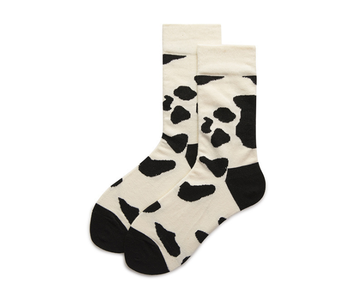 Leopard Dalmatian Black White Cotton Socks