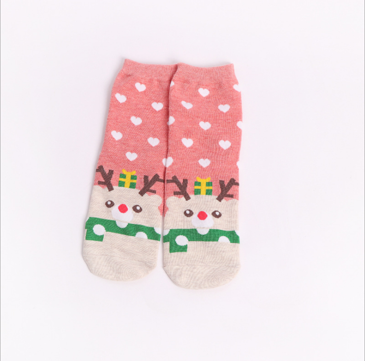 Ladies Christmas Socks Cartoon Santa Animals Cute Female Students in Tube Long Waist Socks Cotton