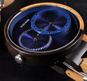Thin Men Watch Wood Watches 2 Time Zone Display