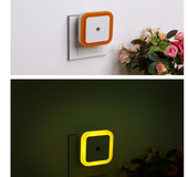 Intelligent LED sensor light Four square halo night light Creative gift plug-in energy-saving human body night light