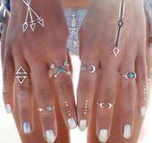 Anillo Conjunto Turquesa Luna Flecha Elefante