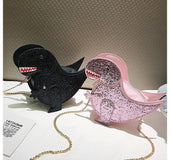 Fashion sequins cute cartoon animal dinosaur shoulder messenger bag stereo personality creative handbag