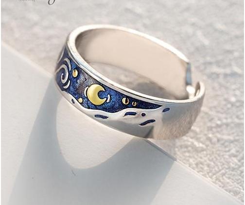 Moon star canvas resizable ring