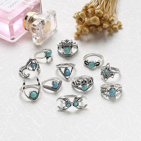 Retro personality 11 pieces alloy set ring